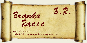 Branko Racić vizit kartica